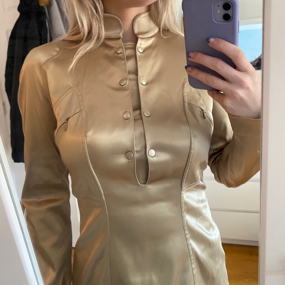 Manfred Thierry Mugler Shiny Gold Shirt Blouse